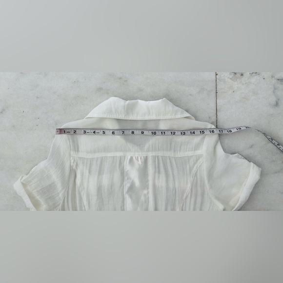 Lucy Paris Romper Shorts White Sheer Short Sleeve Women L Beach Coastal Resort - Picture 11 of 12